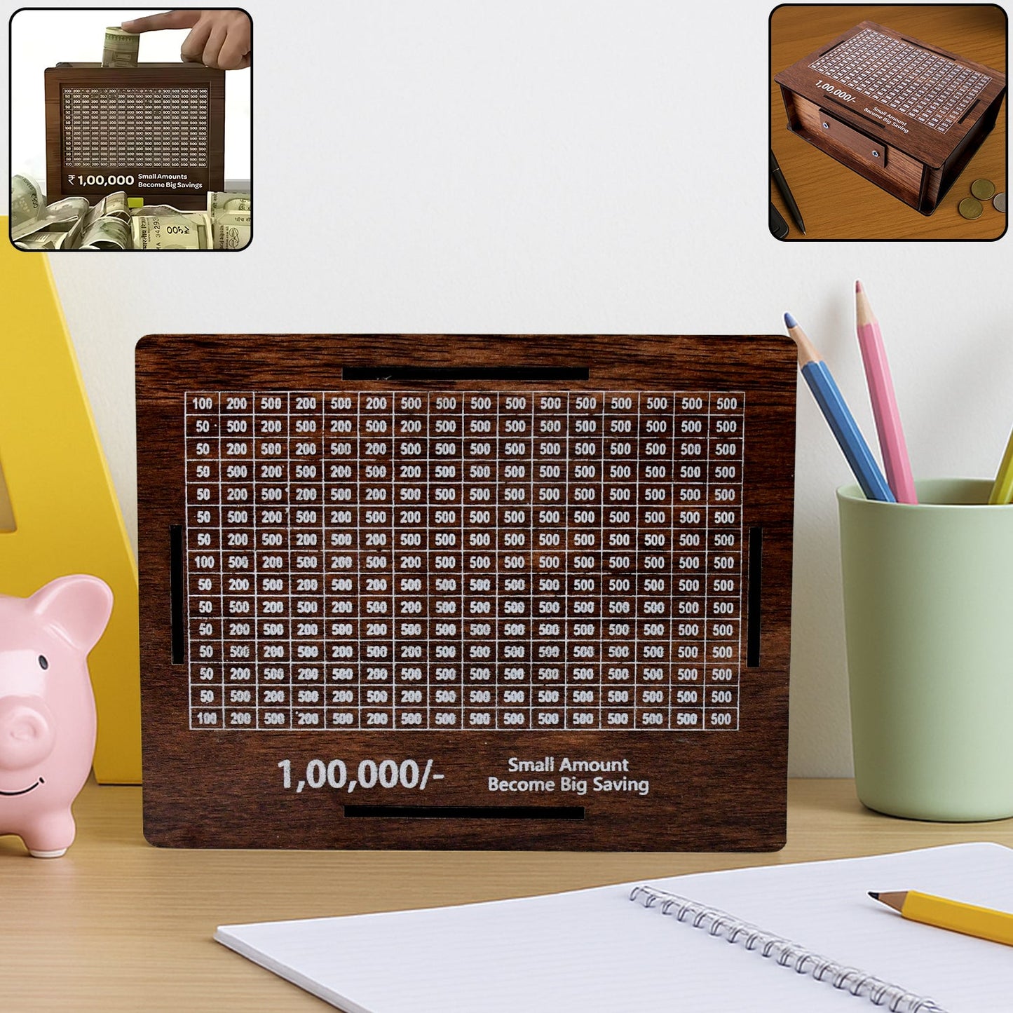 Wooden Money / Piggy Bank, Money Box (1 Pc / Pen Not Included)