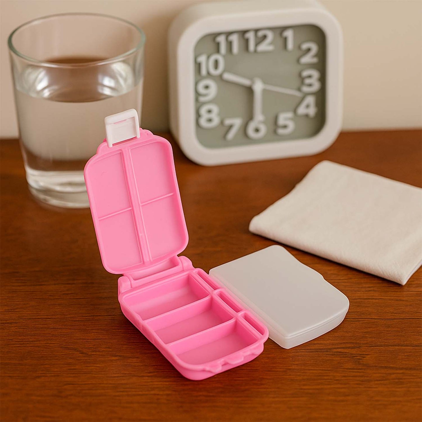 Portable Pink Dual-Sided Pill Organizer Box (1 Pc)