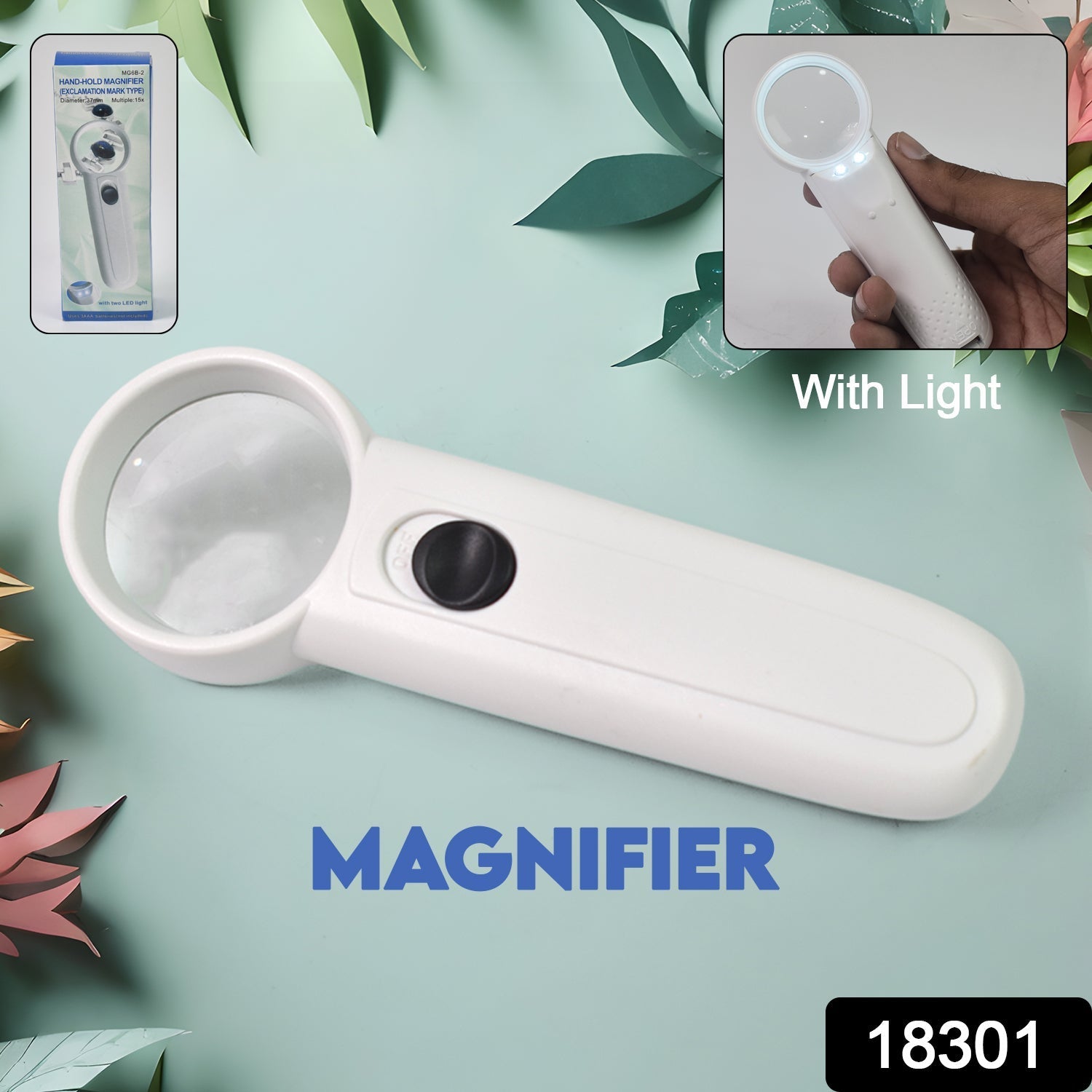 Hand-Held Magnifier with Dual LED Lights (1 Pc / 37MM / Battery not included)