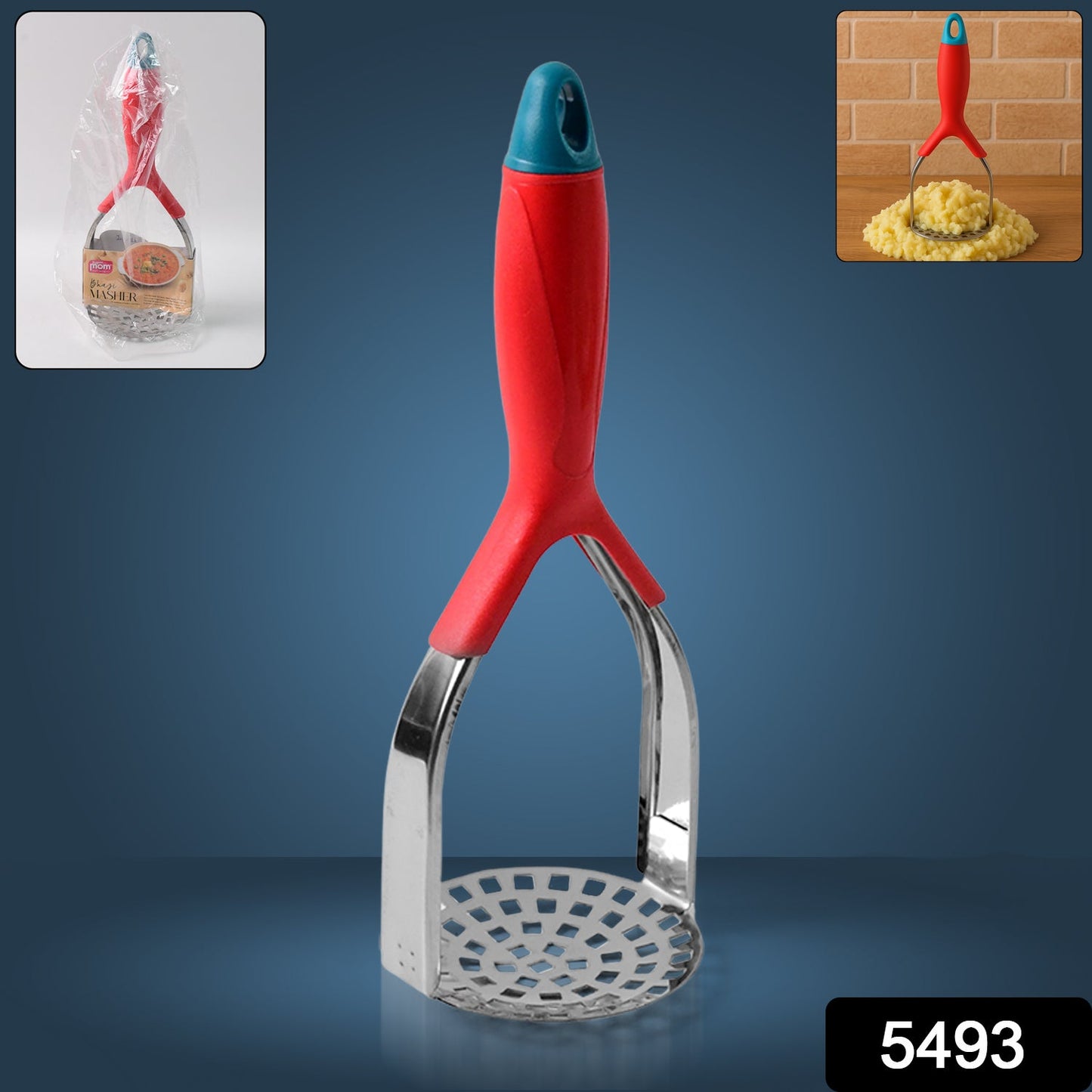 Supermom Kitchen Food Masher | Heavy Duty Masher for Fruits, Veggies & Potatoes | Soft Grip Handle (1 Pc)