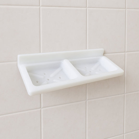 Wall Mounted Double Compartment Soap & Sponge Holder (1 Pc)