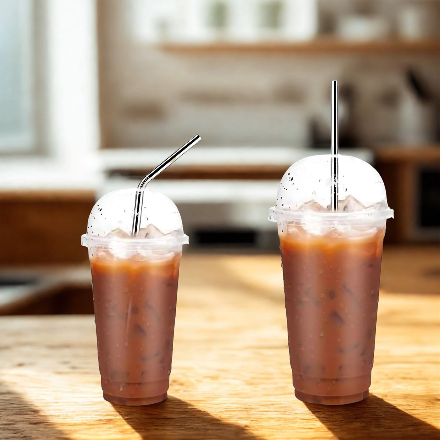 Set of 4 Stainless Steel Straws & Brush (2 Straight straws, 2 Bent straws, 1 Brush)